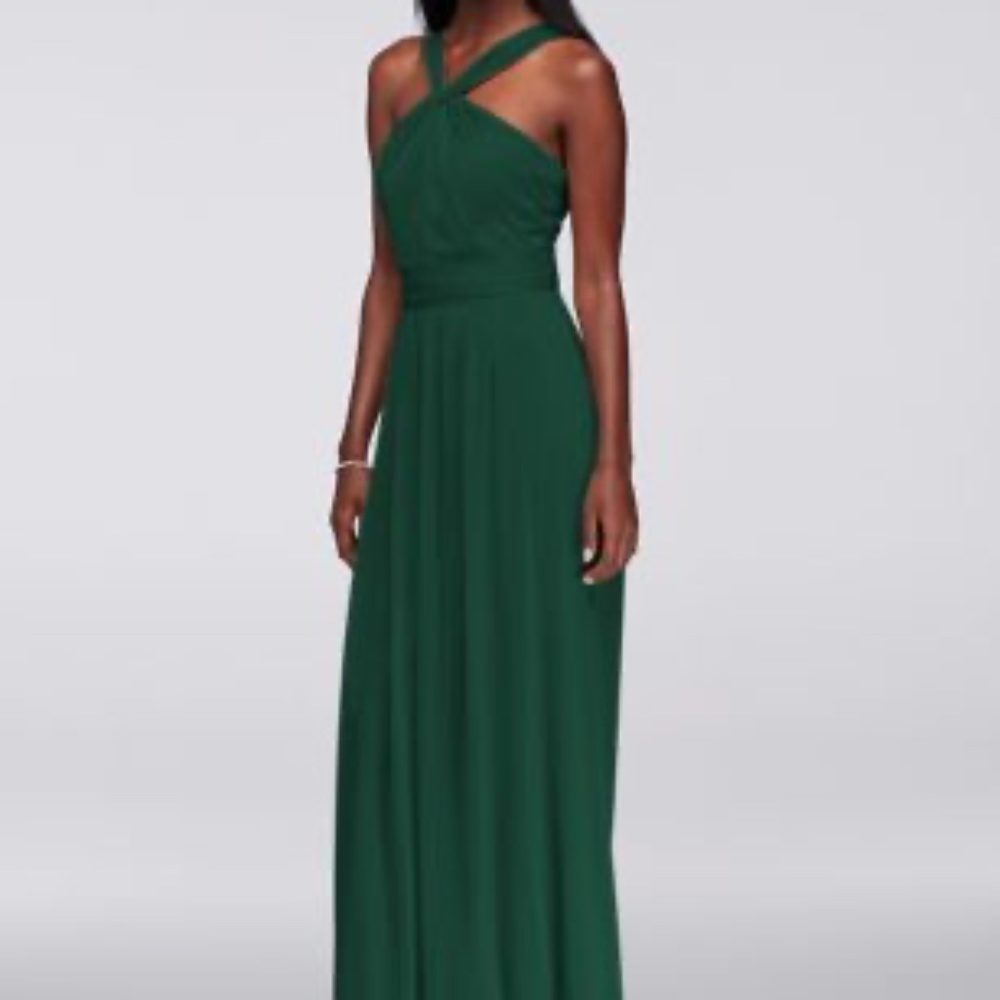 Y Neck Long Bridesmaid Dress